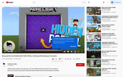 Minecraft BE: 6X6 HIDDEN NETHER PORTAL! (PE ... - YouTube
