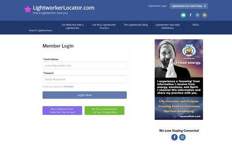 Login Now - Lightworker Locator