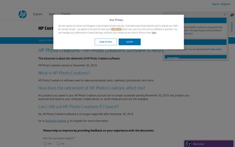 HP Photo Creations Software is Retired - HP Support