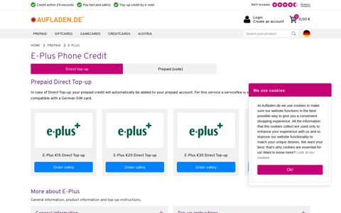 EPlus prepaid top up code & direct top up | Aufladen.de