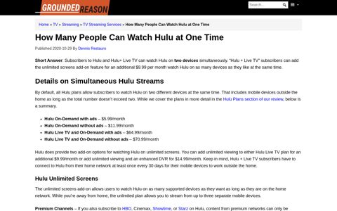 How Many People Can Watch Hulu at One Time | Grounded ...