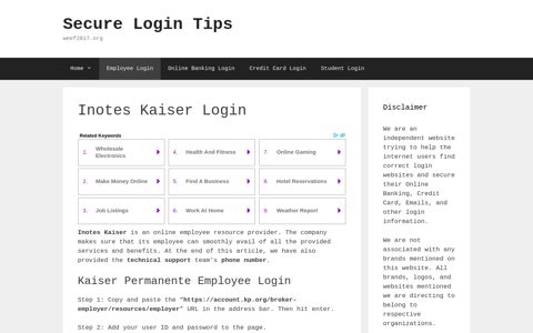 Inotes Kaiser Login - Secure Login Tips