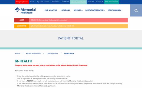 Patient Portal - Memorial Healthcare