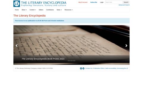 Literary Encyclopedia | Welcome