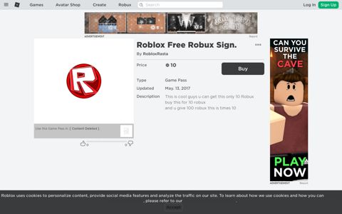 Roblox Free Robux Sign. - Roblox