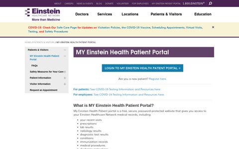 MY Einstein Health Patient Portal - Einstein Healthcare Network