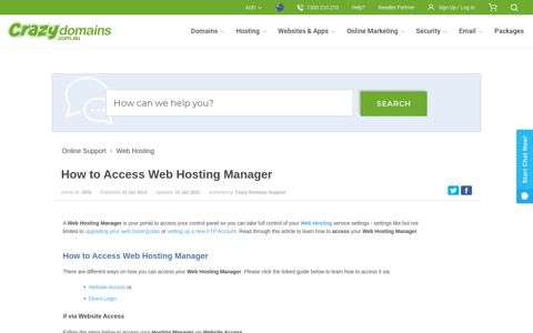 How to access Web Hosting Manager | Guide | Crazy ...