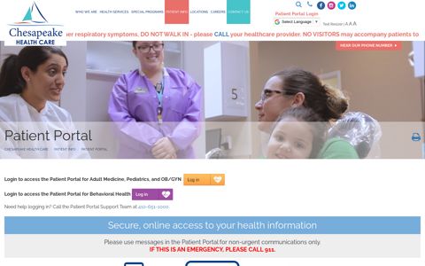 Patient Portal Login - Chesapeake Health Care