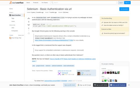 Selenium - Basic Authentication via url - Stack Overflow