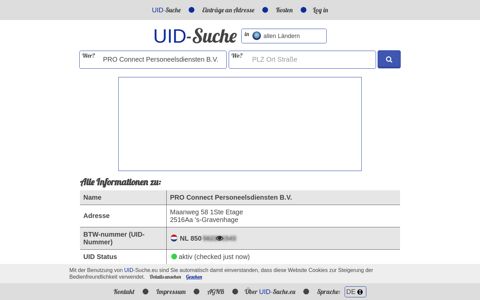 PRO Connect Personeelsdiensten B.V. - UID-Suche.eu ...