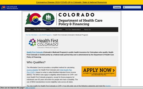 Health First Colorado (Colorado's Medicaid Program ...