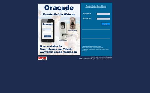 Kaba E-Code Access Management Web Site (Oracode)