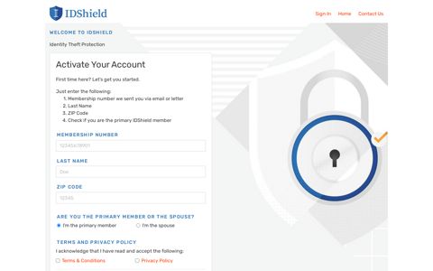 Activate Account - IDShield