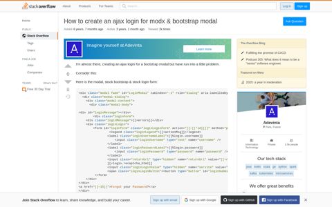 How to create an ajax login for modx & bootstrap modal ...