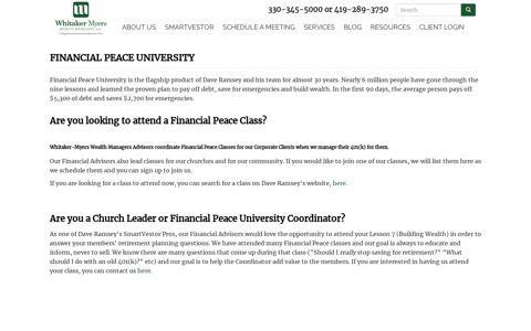 Financial Peace University | Whitaker Myers Wealth ...
