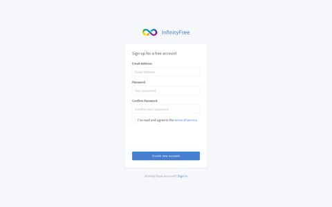 Sign up for a free account - InfinityFree