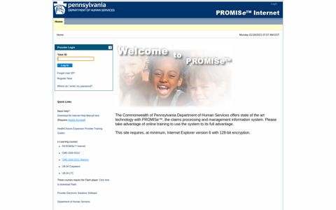 PROMISe™ Internet Portal > Home