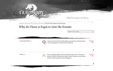 Why do I have to login to view the forums - Guild Wars 2 ...