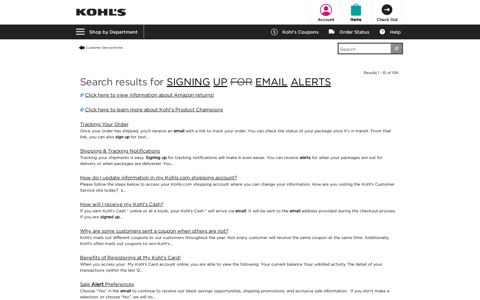 signing up for email alerts - Find Answers - Kohl's