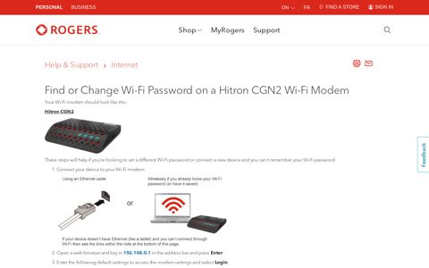 Find or Change Wi-Fi Password on a Hitron CGN2 Wi-Fi Modem