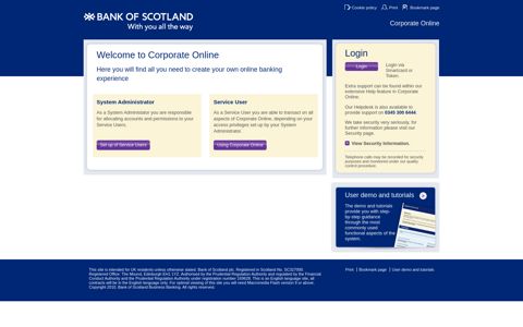 Welcome to Corporate Online - Bank of Scotland