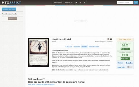 Justiciar's Portal rulings - MTG Assist
