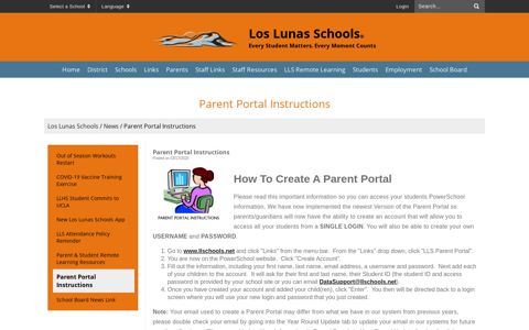Parent Portal Instructions - Los Lunas Schools