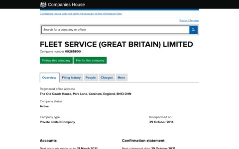 FLEET SERVICE (GREAT BRITAIN) LIMITED - Overview (free ...