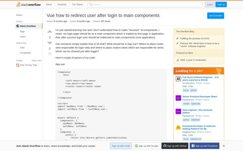Vue how to redirect user after login to main components ...