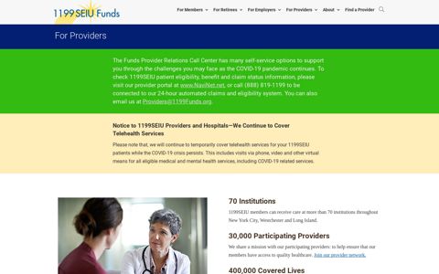 For Providers | 1199SEIU Funds