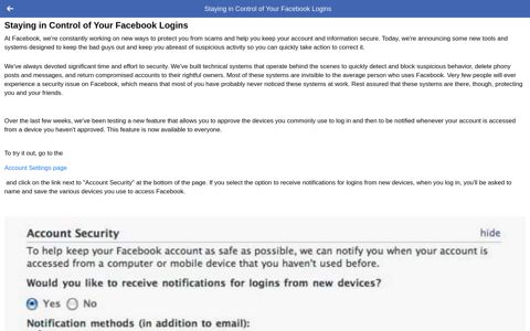 Staying in Control of Your Facebook Logins
