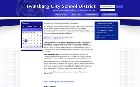 PowerSchool Returning Student (Snapcodes) - Twinsburg ...