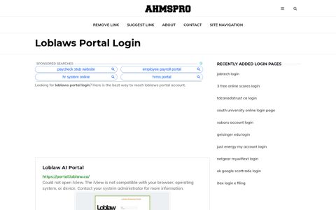 loblaws portal ✔️ Loblaw AI Portal - AhmsPro.com