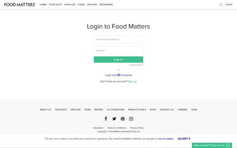 Login to Food Matters | FOOD MATTERS®
