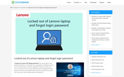 Locked out of Lenovo laptop and forgot login password