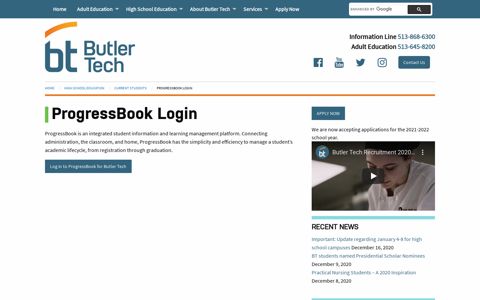 ProgressBook Login - Butler Tech