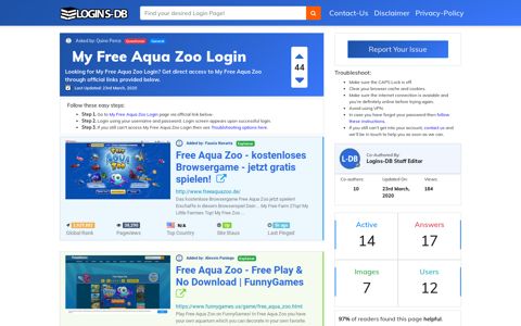My Free Aqua Zoo Login - Logins-DB