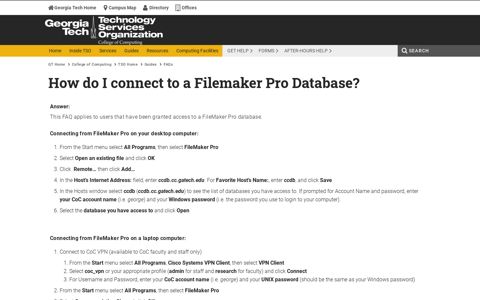 How do I connect to a Filemaker Pro Database? | support.cc ...