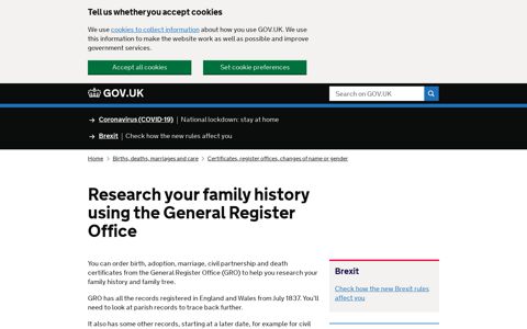 Research your family history using the General Register Office ...