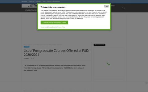 List of Postgraduate Courses Offered at Federal University ...