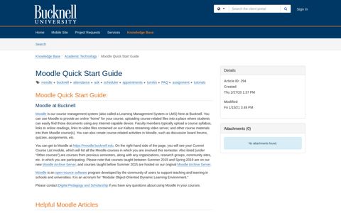 Article - Moodle Quick Start Guide - TeamDynamix