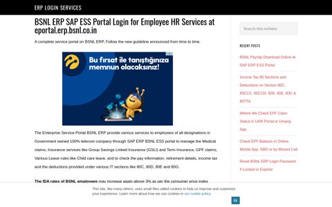 BSNL ERP SAP ESS Portal Login for Employee HR Services ...