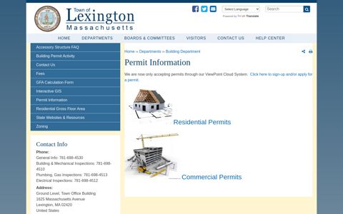 Permit Information | Town of Lexington MA