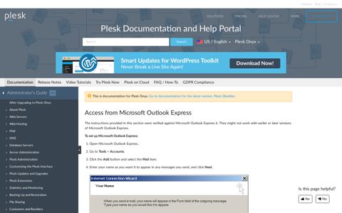 Access from Microsoft Outlook Express | Plesk Onyx ...
