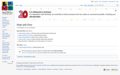 Hope and Glory - Wikipedia