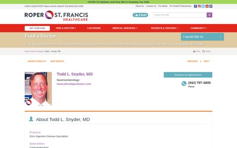 Todd L. Snyder, MD - Roper St. Francis Healthcare