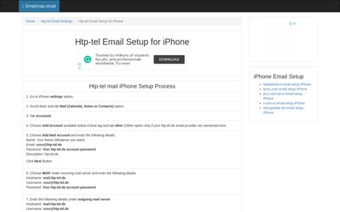 Htp-tel Email Setup - iPhone | htp-tel.de | SmtpImap