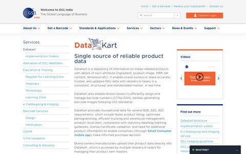 DataKart Source of Reliable Product Data - GS1 India
