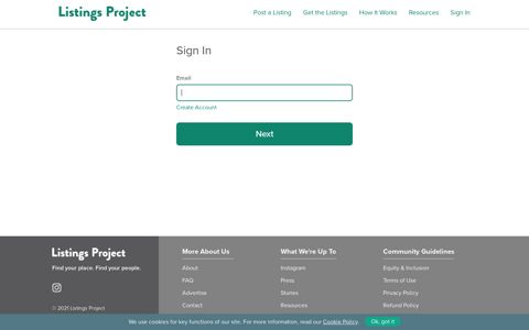 Sign in to Account | Listings Project