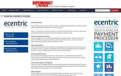Ecentric Payment Systems - Supermarket & Retailer